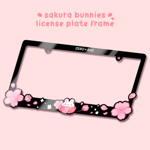 B GRADE Sakura Bunnies License Plate Frame